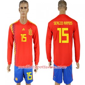 Maillot/Tenue Espagne Ramos 15 Domicile Coupe du monde 2018 Manche Longue